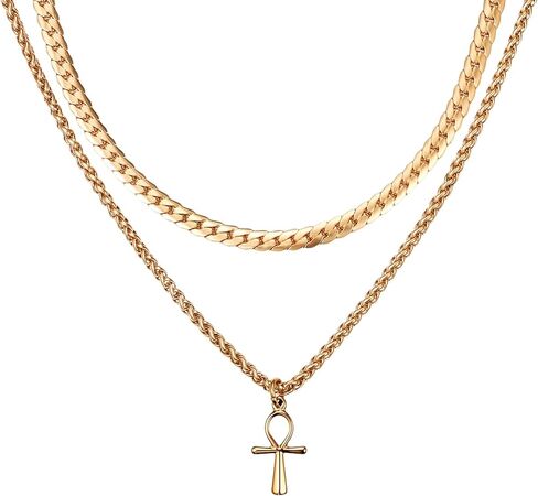 Egyptian Ankh Cross Necklace: Stainless Steel Religious Cross Egyptian Coptic Pendant Jewelry for Men Women in Saudi Arabia