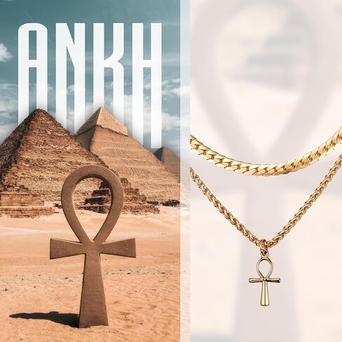 Egyptian Ankh Cross Necklace: Stainless Steel Religious Cross Egyptian Coptic Pendant Jewelry for Men Women in Saudi Arabia