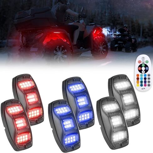 KEMIMOTO 6 Pods LED Rock Lights for Truck UTV, APP/RF Dual Control Underglow Multicolor Neon Light Pod Universal Lighting for ATV, Car, Golf Cart, RV, Compatible with Can-Am X3 Polaris RZR Sportsman in Saudi Arabia