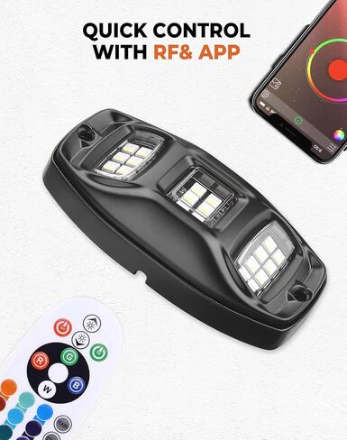 KEMIMOTO 6 Pods LED Rock Lights for Truck UTV, APP/RF Dual Control Underglow Multicolor Neon Light Pod Universal Lighting for ATV, Car, Golf Cart, RV, Compatible with Can-Am X3 Polaris RZR Sportsman in Saudi Arabia