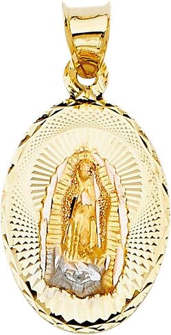14k REAL Tri Color Gold Religious Our Lady of Guadalupe Stamp Charm Pendant in Saudi Arabia
