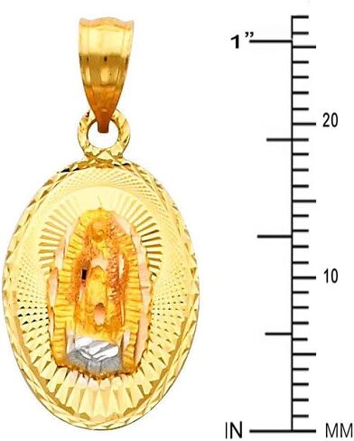 14k REAL Tri Color Gold Religious Our Lady of Guadalupe Stamp Charm Pendant in Saudi Arabia