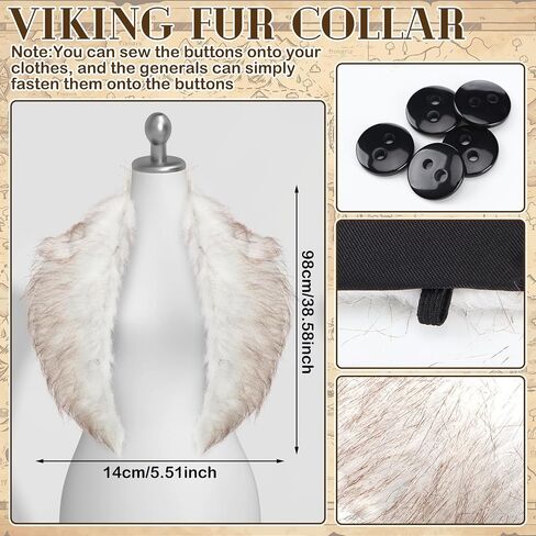 Newcotte 2 Pcs Halloween Viking Fur Costumes Fur Collar Shoulder Wrap and Wolf Mask with Wig Barbarian Accessories Women Men in Saudi Arabia