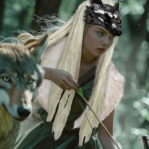 Newcotte 2 Pcs Halloween Viking Fur Costumes Fur Collar Shoulder Wrap and Wolf Mask with Wig Barbarian Accessories Women Men in Saudi Arabia