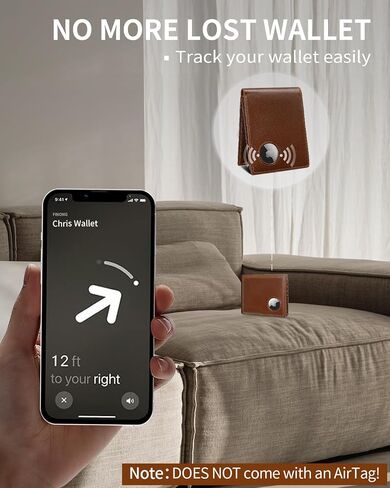 محفظة للرجال مع حامل AirTag، محافظ رجالية من الجلد الطبيعي ثنائية الطي RFID مع 14 فتحة للبطاقات، نافذة لبطاقة الهوية وجيبين للنقود (بطاقة Airtag غير متضمنة) in Kuwait