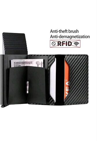 بطاقة Minimalista Hombre RFID - مصنوعة من ألياف الكربون، وبطاقة تعريفية وأنيقة مع كتلة مضادة للصدمات لـ 10+ بطاقات وأموال in Kuwait