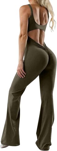 بدلة قفز نسائية من قطعة واحدة مع حمالة صدر للتحكم في البطن، بدلة رومبير للتمرين بدون أكمام وظهر مكشوف in Kuwait