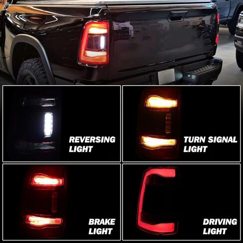 JSBOYAT LED Tail Light Assembly Compatible with 2019-2024 Dodge Ram 1500 Without Blind Spot Model, Rear Brake Light Red Lens Tail Lamps Right Passenger Side 55112990AD CH2801217 in Saudi Arabia