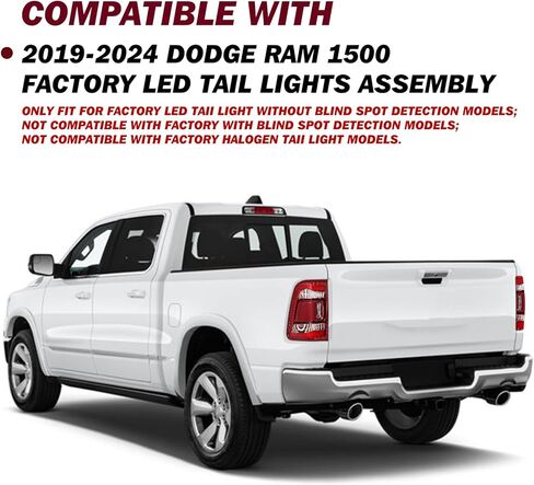 JSBOYAT LED Tail Light Assembly Compatible with 2019-2024 Dodge Ram 1500 Without Blind Spot Model, Rear Brake Light Red Lens Tail Lamps Right Passenger Side 55112990AD CH2801217 in Saudi Arabia