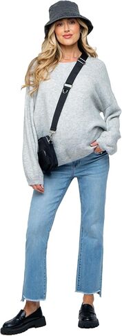 PinkBlush Light Raw Edge Crop Maternity Jeans in Saudi Arabia