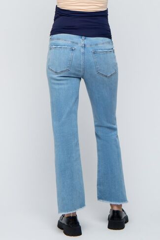 PinkBlush Light Raw Edge Crop Maternity Jeans in Saudi Arabia