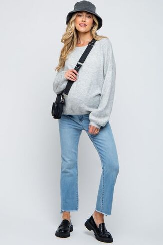 PinkBlush Light Raw Edge Crop Maternity Jeans in Saudi Arabia