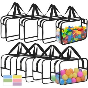 8 عبوات كبيرة من أكياس تخزين الألعاب مع سحاب وملصقات، حقائب تنظيم ألعاب شفافة مقاومة للماء من البولي فينيل كلوريد لألعاب الطاولة، قطع الألغاز، مكعبات البناء، الملحقات المصنوعة يدويًا، كتب الأطفال in Kuwait