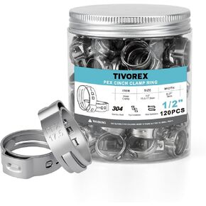 50 Pack 3/8 Inch PEX Cinch Clamps Rings, 304 Stainless Steel PEX Crimp Rings, Pinch Clamps for PEX Tubing Pipe Fittings Connection in Kuwait