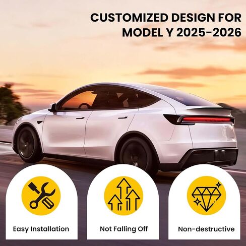2025 2026 Tesla Model Y Juniper جناح سبويلر خلفي، سبويلر خلفي للشفاه بمظهر رياضي (أسود لامع) in Kuwait