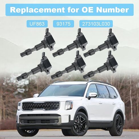 JDMON Ignition Coils Pack with Spark Plugs Compatible with Kia Sedona, Telluride, Cadenza, Sorento, Hyundai Palisade, Genesis G80 2016-2020 V6 3.3L 3.8L Replacement for UF863 273103L030 93175 in Saudi Arabia