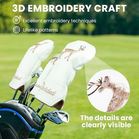Golf Club Cover Squirrels Premium Embroidery Driver Cover Fariway Wood Headcover Hybrid Covers Leather Golf Head Cover for Most Brand in Saudi Arabia