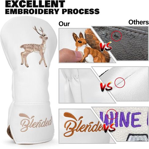 Golf Club Cover Squirrels Premium Embroidery Driver Cover Fariway Wood Headcover Hybrid Covers Leather Golf Head Cover for Most Brand in Saudi Arabia