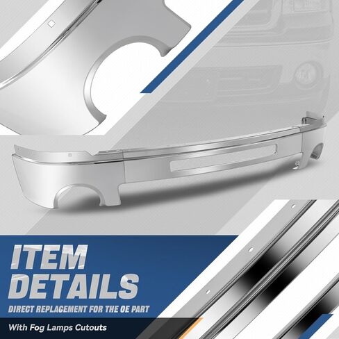 شريط الوجه المصد الأمامي من Auto Dynasty متوافق مع 2007-2013 GMC Sierra 1500، 2007-2010 Sierra 2500HD 3500HD، مع ضوء الضباب وحزمة السحب، كروم مصقول in Kuwait