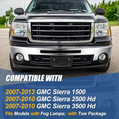 شريط الوجه المصد الأمامي من Auto Dynasty متوافق مع 2007-2013 GMC Sierra 1500، 2007-2010 Sierra 2500HD 3500HD، مع ضوء الضباب وحزمة السحب، كروم مصقول in Kuwait