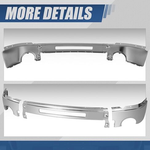 شريط الوجه المصد الأمامي من Auto Dynasty متوافق مع 2007-2013 GMC Sierra 1500، 2007-2010 Sierra 2500HD 3500HD، مع ضوء الضباب وحزمة السحب، كروم مصقول in Kuwait