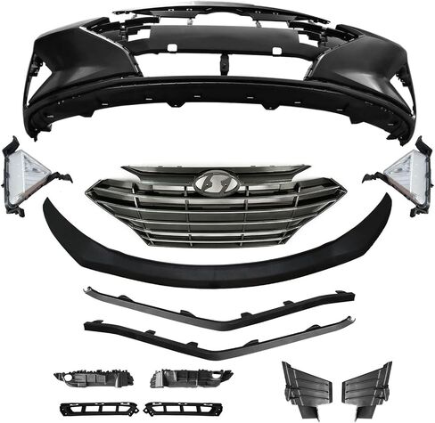 Complete Front Bumper Cover & Grille & Fog Light Kit Fit for 2019-2020 Hyundai Elantra USA Build-Front Bumper Cover Set (1Set-bumper kit) in Saudi Arabia