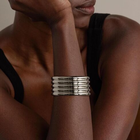 Collner Ribbed Cuff Bracelet for Women Vintage Boho Wide Minimalist Bangle Bracelets Statement Bracelet Thick Arm Cuff Gold Silver Bracelet in Kuwait