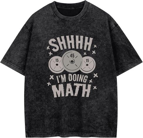Shhhh I'm Doing Math Vintage Gym Shirt - Funny Nerdy Workout T-Shirt for Women, Fitness Apparel, Soft Cotton Tee for Gym in Saudi Arabia
