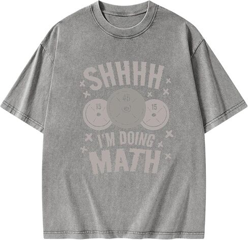 Shhhh I'm Doing Math Vintage Gym Shirt - Funny Nerdy Workout T-Shirt for Women, Fitness Apparel, Soft Cotton Tee for Gym in Saudi Arabia