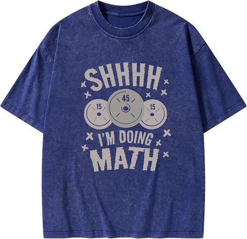 Shhhh I'm Doing Math Vintage Gym Shirt - Funny Nerdy Workout T-Shirt for Women, Fitness Apparel, Soft Cotton Tee for Gym in Saudi Arabia