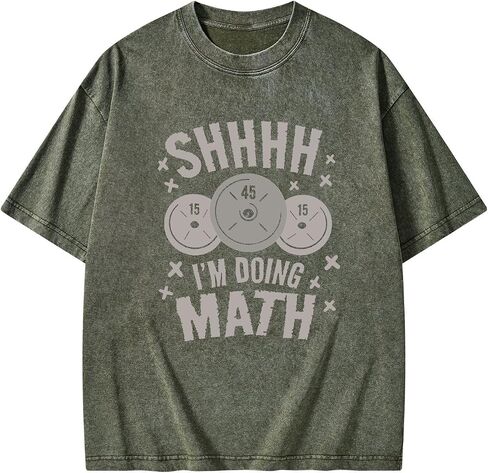 Shhhh I'm Doing Math Vintage Gym Shirt - Funny Nerdy Workout T-Shirt for Women, Fitness Apparel, Soft Cotton Tee for Gym in Saudi Arabia