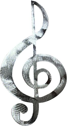 Treble Clef -Copper Bronzed Plated Musical Note Music Metal Wall Art Decor 12" x 6" (polished steel silver glossy) in Saudi Arabia