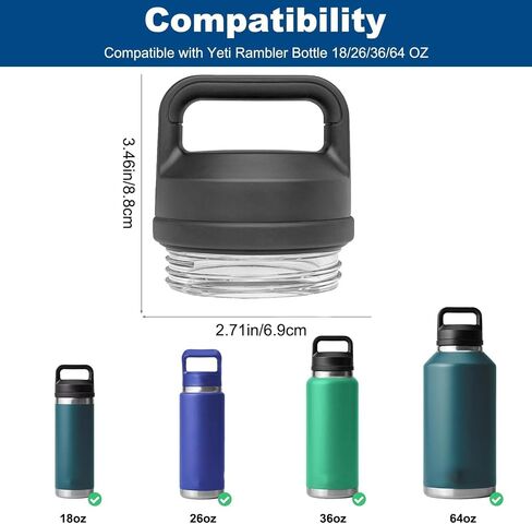 Chug Cap Replacement for Yeti Rambler Bottle 18/26/36/46/64 OZ, Spill-Proof Rambler Lid Replacement Water Bottle Lid Accessories Compatible with Yeti in Saudi Arabia