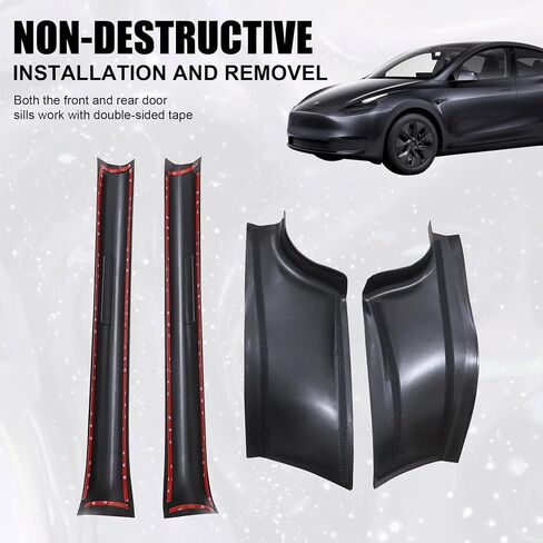 GXARTS Door Sill Protectors Front+Rear Carbon Fiber Scuff Plate Guards Fit For Tesla Model Y 2019-2024 5-Seater, Not fit 7 Seater,Kick Protection, Edge Guards in Saudi Arabia