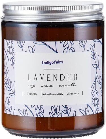 Lavender Scented Candle - 7oz Soy Wax Aromatherapy Candle for Stress Relief & Relaxation – 40 Hours Long Lasting, Natural Essential Oils, Gift for Women & Home Decor in Saudi Arabia