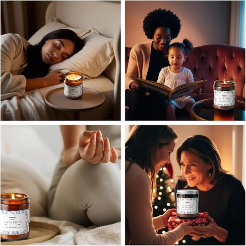 Lavender Scented Candle - 7oz Soy Wax Aromatherapy Candle for Stress Relief & Relaxation – 40 Hours Long Lasting, Natural Essential Oils, Gift for Women & Home Decor in Saudi Arabia