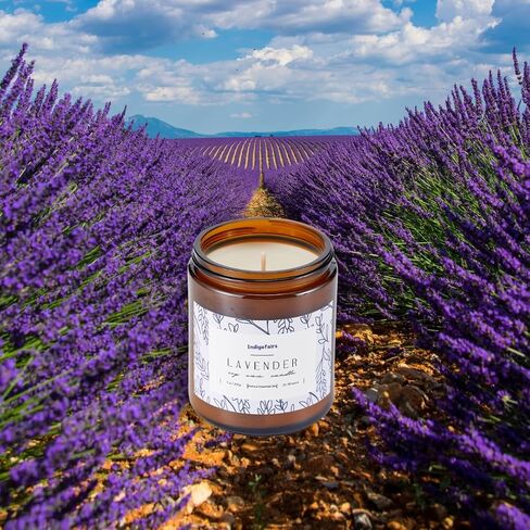 Lavender Scented Candle - 7oz Soy Wax Aromatherapy Candle for Stress Relief & Relaxation – 40 Hours Long Lasting, Natural Essential Oils, Gift for Women & Home Decor in Saudi Arabia