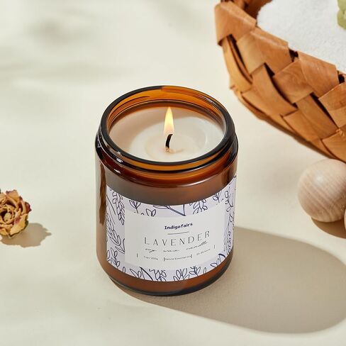 Lavender Scented Candle - 7oz Soy Wax Aromatherapy Candle for Stress Relief & Relaxation – 40 Hours Long Lasting, Natural Essential Oils, Gift for Women & Home Decor in Saudi Arabia