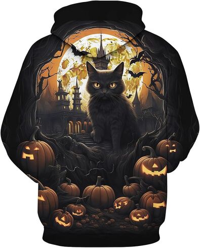 Novel Cat Hoodie Pumpkin Sweatshirts Halloween Hoodies Sweatshirts Costumes for Men Women in Saudi Arabia
