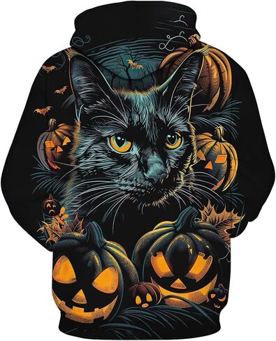 Novel Cat Hoodie Pumpkin Sweatshirts Halloween Hoodies Sweatshirts Costumes for Men Women in Saudi Arabia