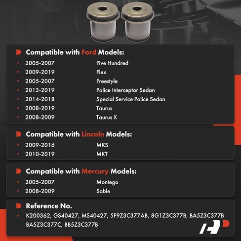 A-Premium 2 × طقم جلبة ذراع التحكم السفلي الأمامي للأمام، متوافق مع Ford Taurus 2008-2019، Flex، Five Hundred، Freestyle، Police Interceptor Sedan وLincoln MKS، MKT وMercury Montego، Sable in Saudi Arabia