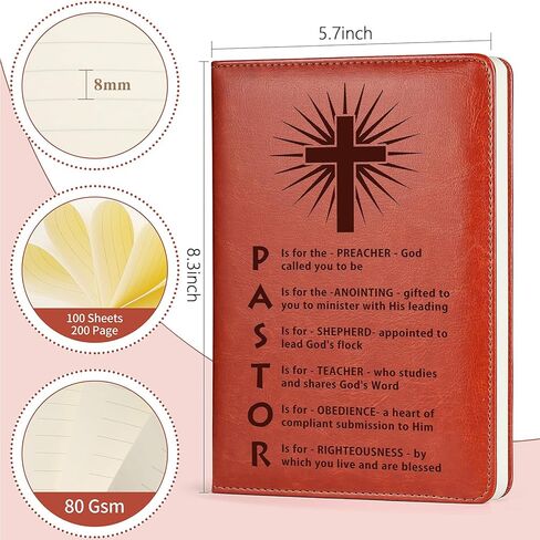 Pastor Gifts Pastor Leather Journal Notebook Pastor Appreciation Gifts Christian Gifts Minister's Gift Pastor Definition Notebook Birthday Gift (Devoted to giving) in Kuwait