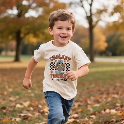 Thanksgiving Shirt for Boys Girls Funny Turkey Pumpkin Fall T-Shirt Cotton Sleeve Tee 2-12 Years in Saudi Arabia