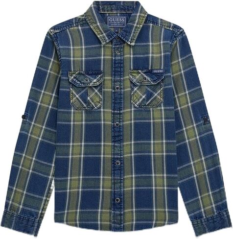GUESS Boys' Long Sleeve Indigo Twill Shirt in Saudi Arabia