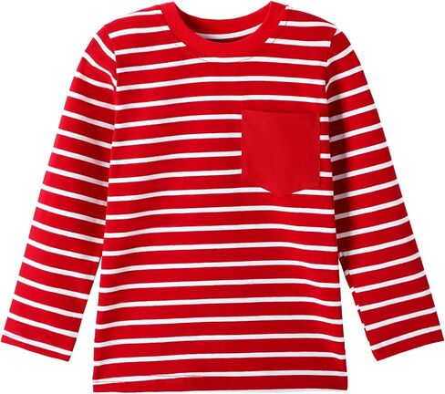 تي شيرت HILEELANG للأولاد بأكمام طويلة مكون من 4 تي شيرتات قطنية للأطفال الصغار - قميص بجيب Henley Graphic Top 18M-7T in Saudi Arabia