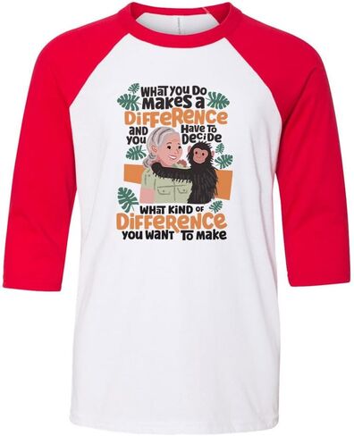 Jane Goodall Quote Kids Three-Quarter Raglan Sleeve Baseball Shirt Youth in Saudi Arabia