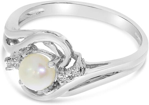 14k White Gold Freshwater Cultured Pearl And Diamond Ring in Saudi Arabia