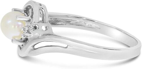 14k White Gold Freshwater Cultured Pearl And Diamond Ring in Saudi Arabia