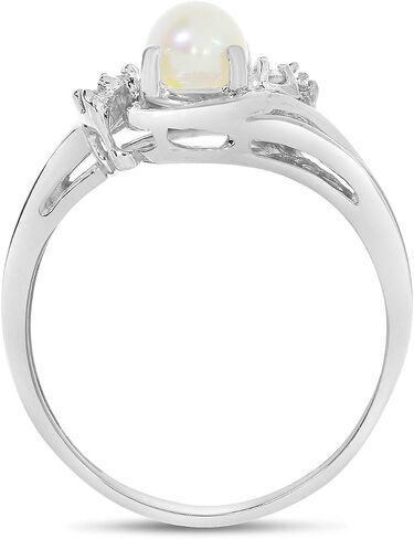 14k White Gold Freshwater Cultured Pearl And Diamond Ring in Saudi Arabia