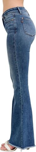 Judy Blue Women's Mid-Rise Vintage Wash Fray Hem Flare Jeans in Saudi Arabia
